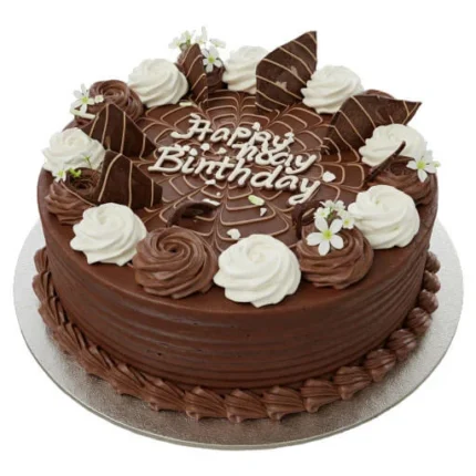 کیک شکلاتی با گل طبیعی