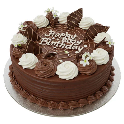 کیک شکلاتی با گل طبیعی